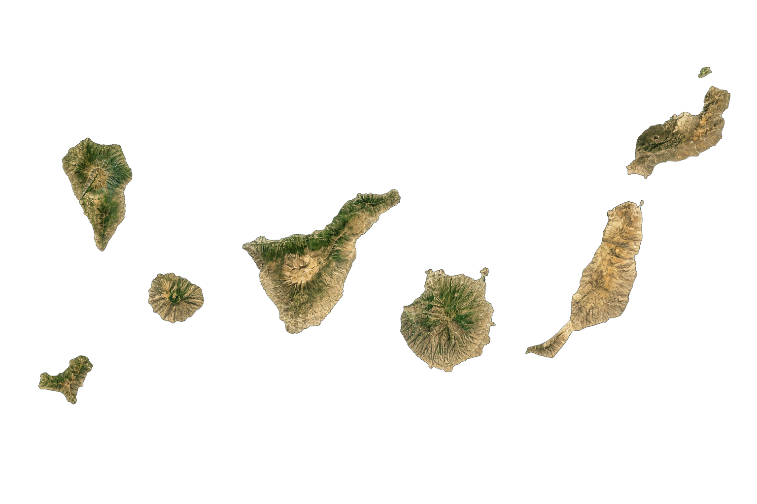 Mapa cartográfico realista del archipiélago canario